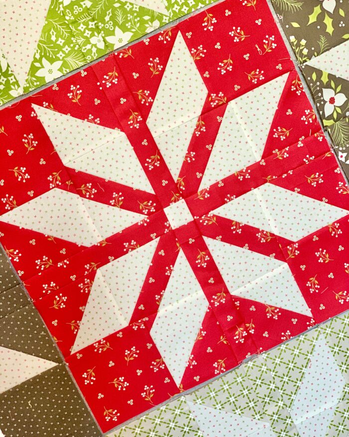 Bright Stars Quilt Block By Elisa & Higgs In Red Holliberry fabric