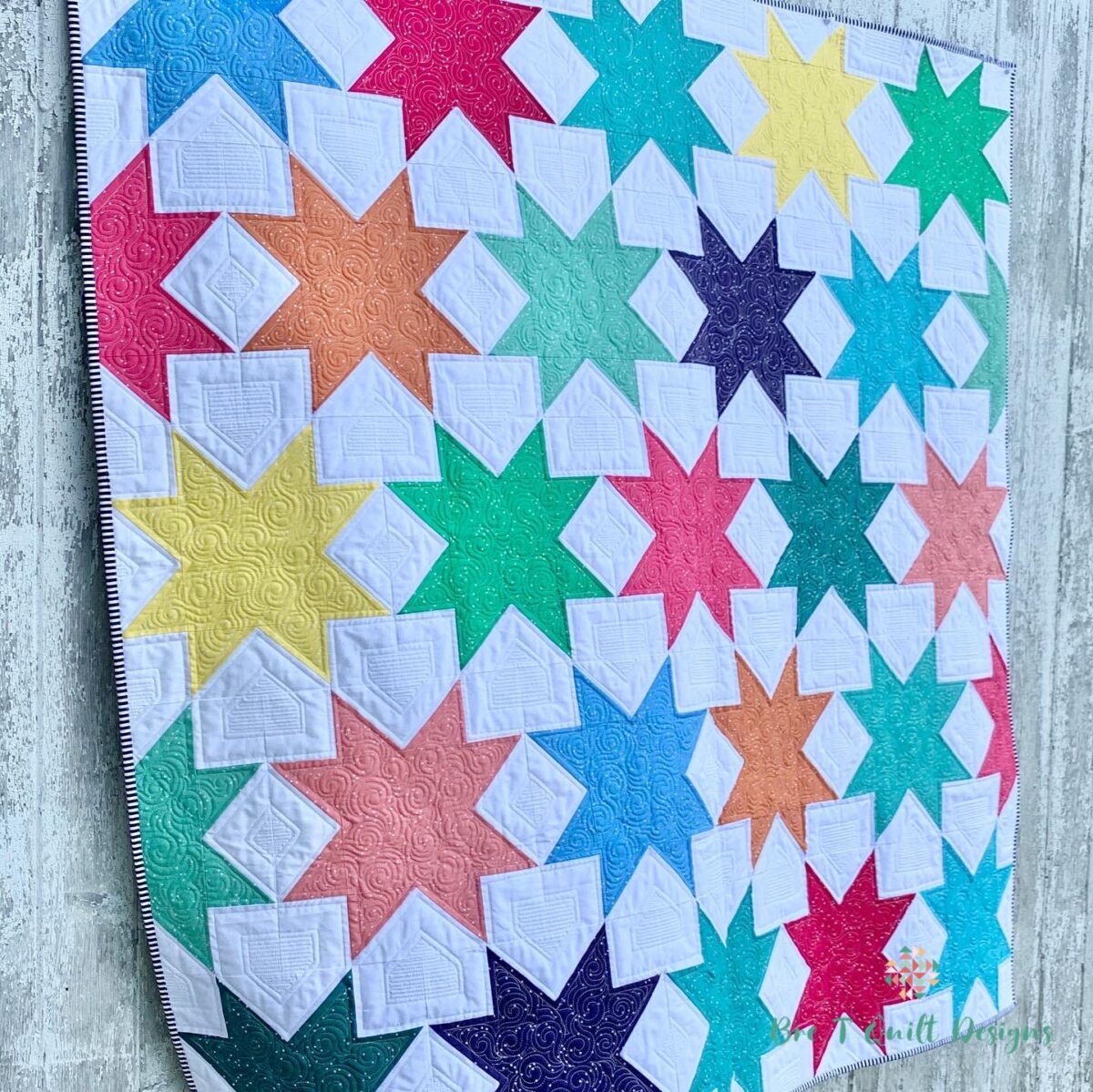 Quilt on Barn Offset Star Free Pattern By Then Came June