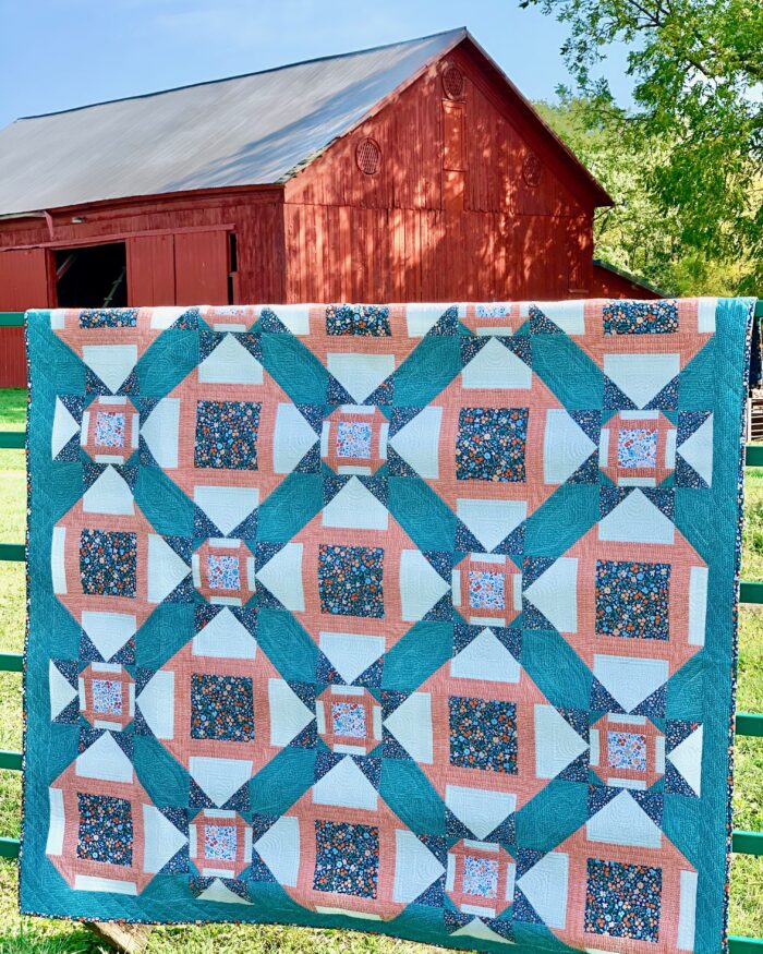 Country Churn Quilt Pattern With Red Barn