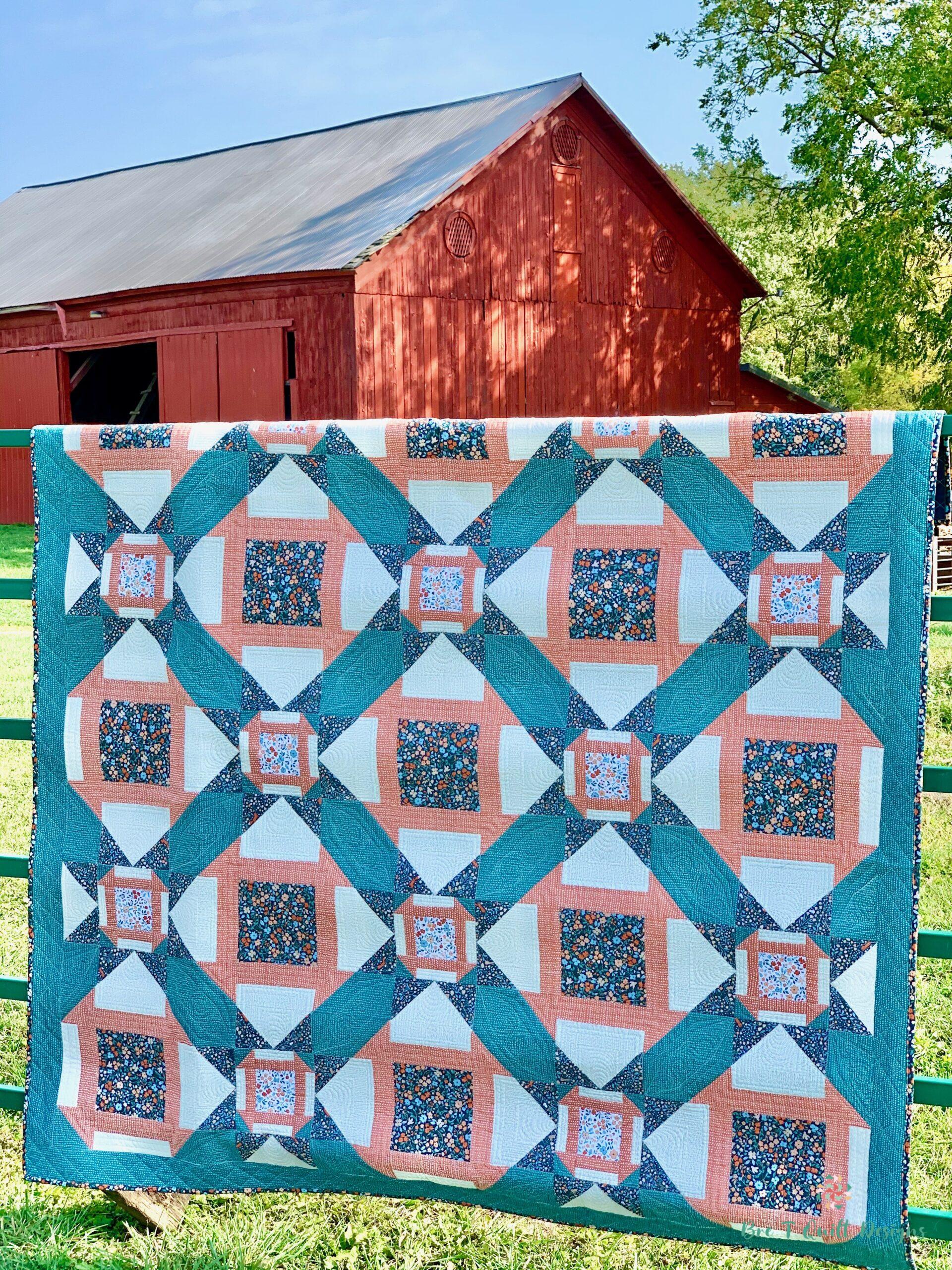 Country Churn Quilt Pattern With Red Barn