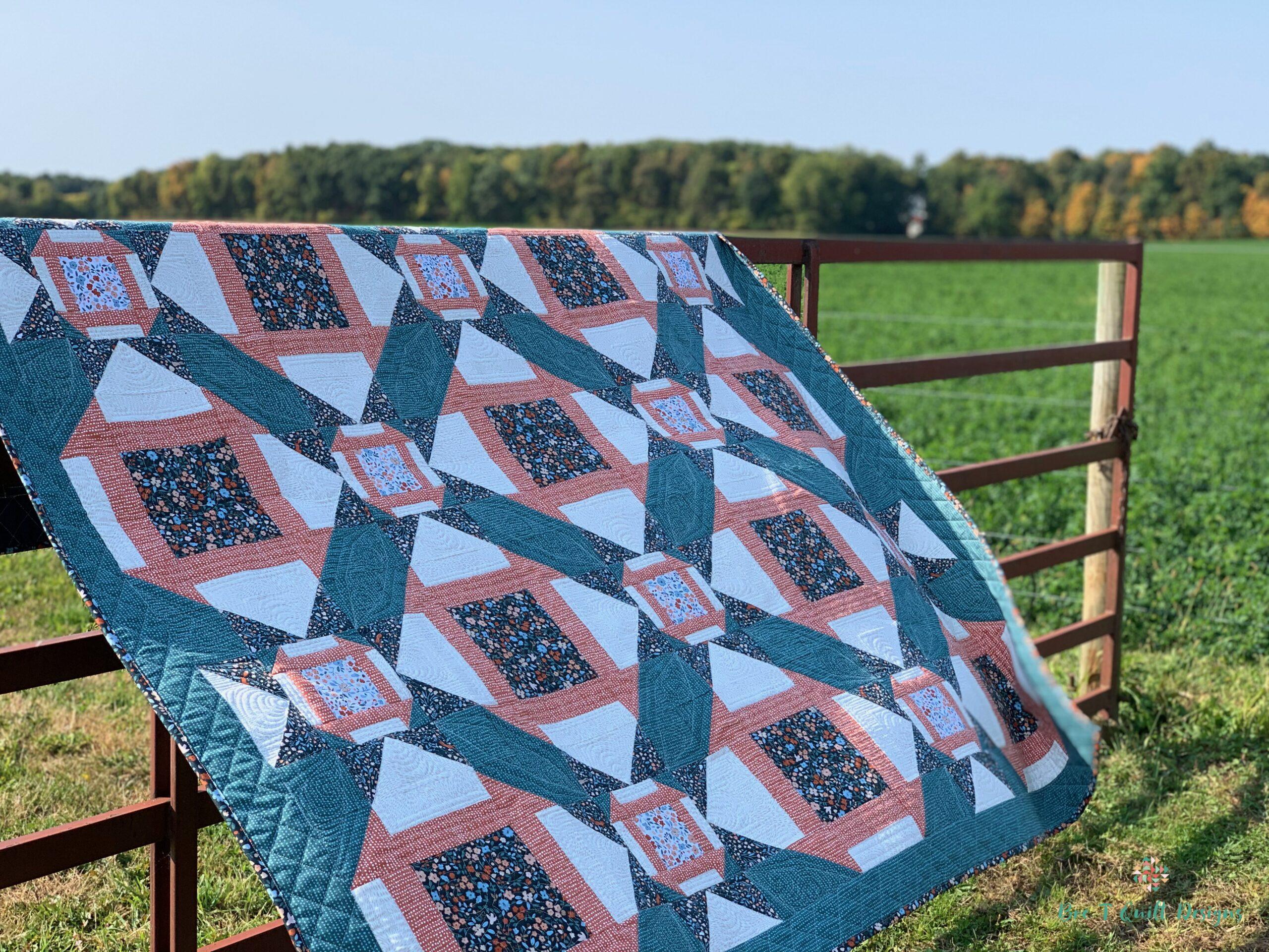 Country Churn Quilt Pattern In Country Mouse Fabric On Fence