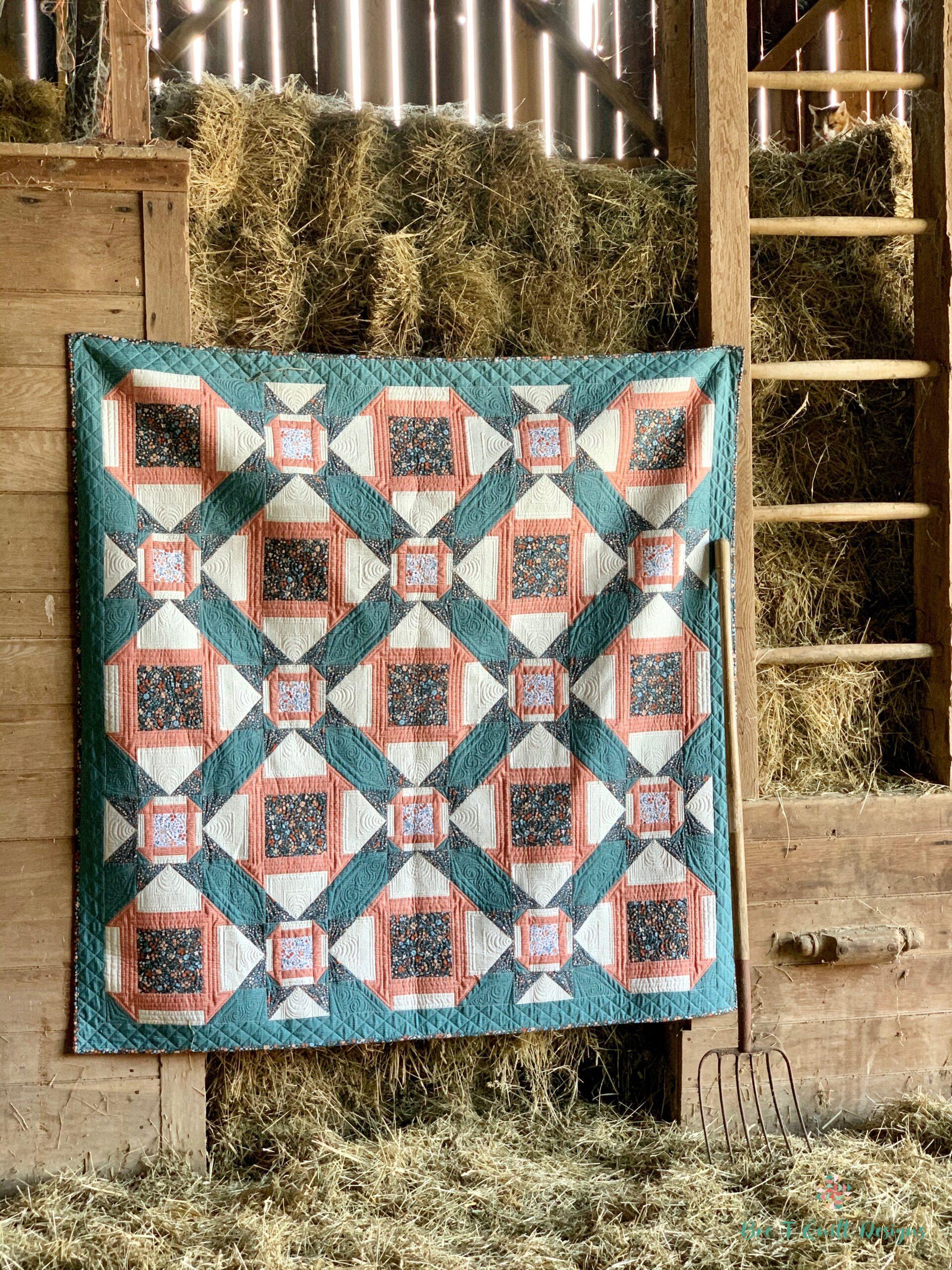 Country Churn Quilt Pattern Hanging In Hay Mow