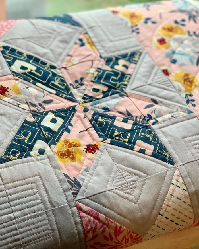 Folded Quilt Lemon Star Quilt Pattern By Missouri Star Quilt Co. In Blooms and Bobbins Fabric