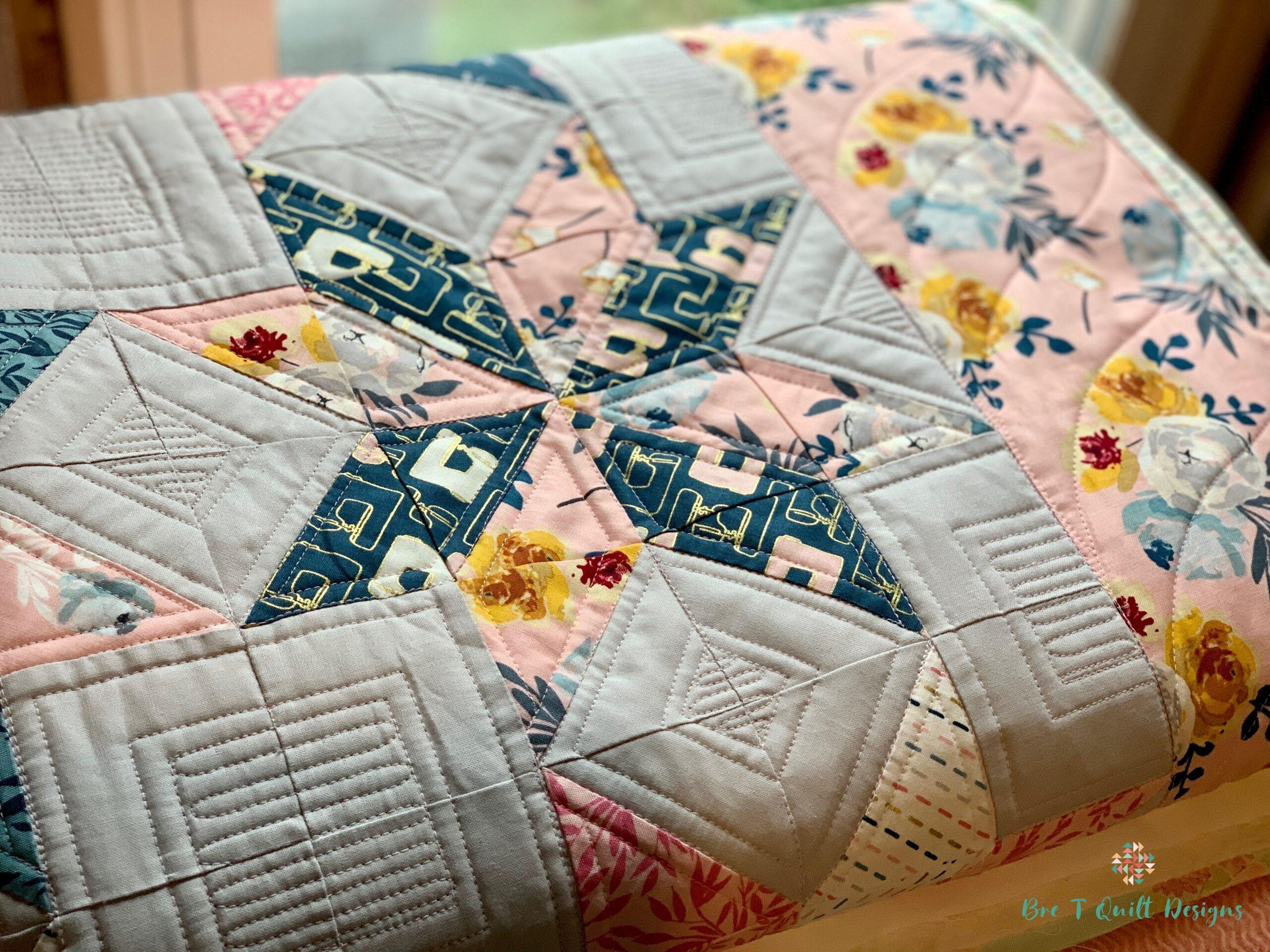 Folded Quilt Lemon Star Quilt Pattern By Missouri Star Quilt Co. In Blooms and Bobbins Fabric