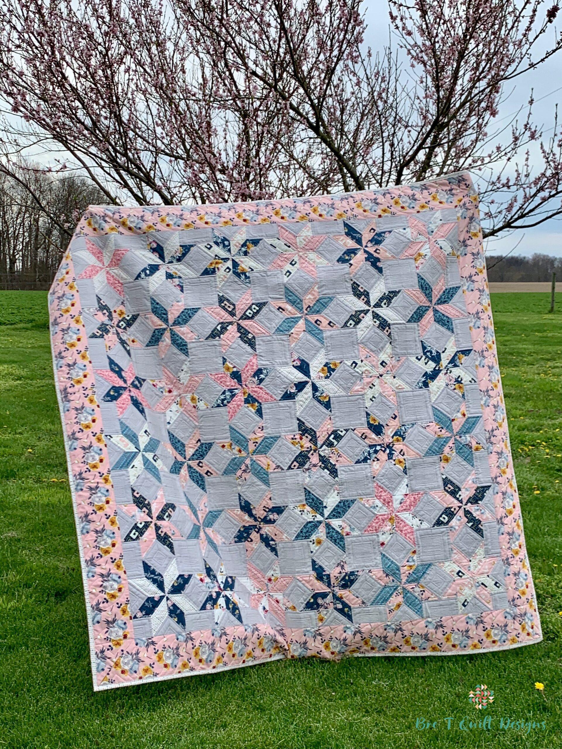 Finished Lemon Star Quilt Pattern By Missouri Star Quilt Co. In Blooms and Bobbins Fabric