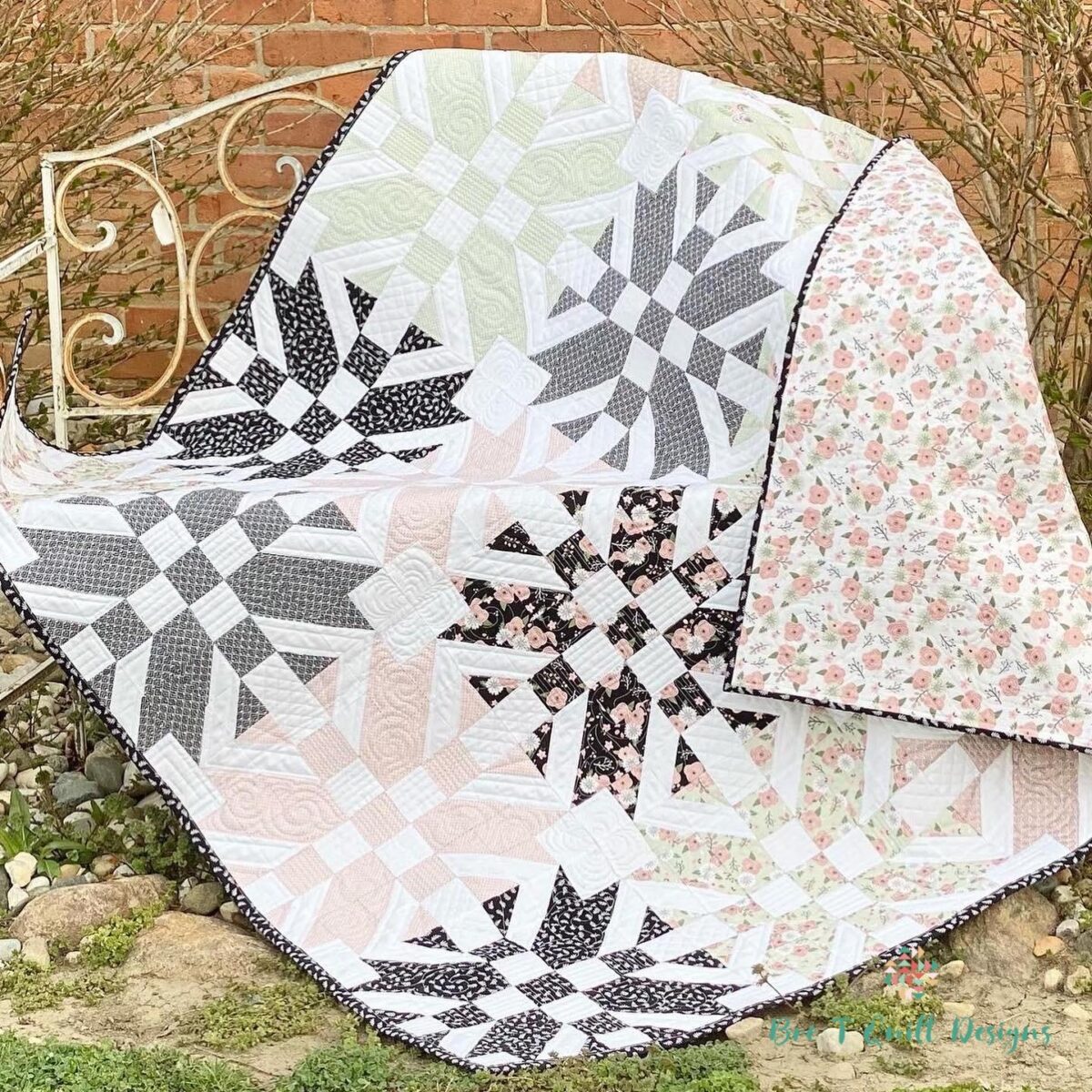Adelyn Kay Quilt Pattern In Modern Farmhouse Fabrics On Park Bench