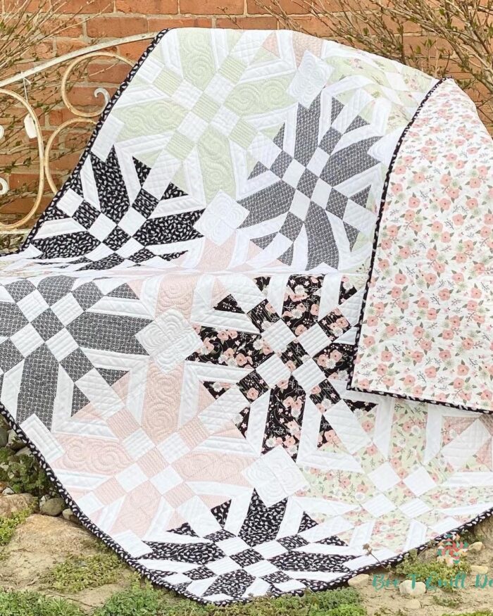 Adelyn Kay Quilt Pattern In Modern Farmhouse Fabrics On Park Bench