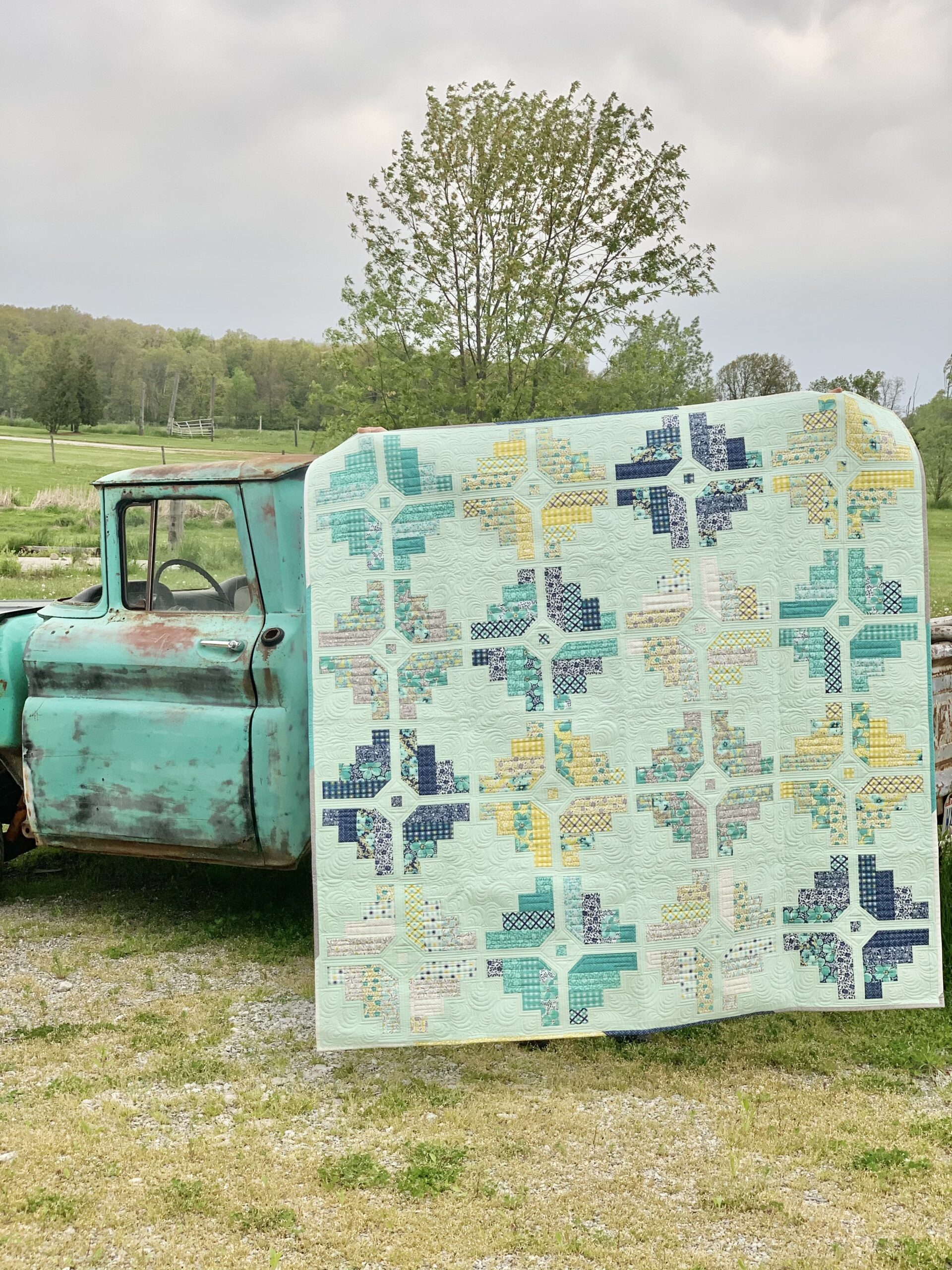 Rough Cut Diamonds Quilt Pattern Vintage Chevy Truck