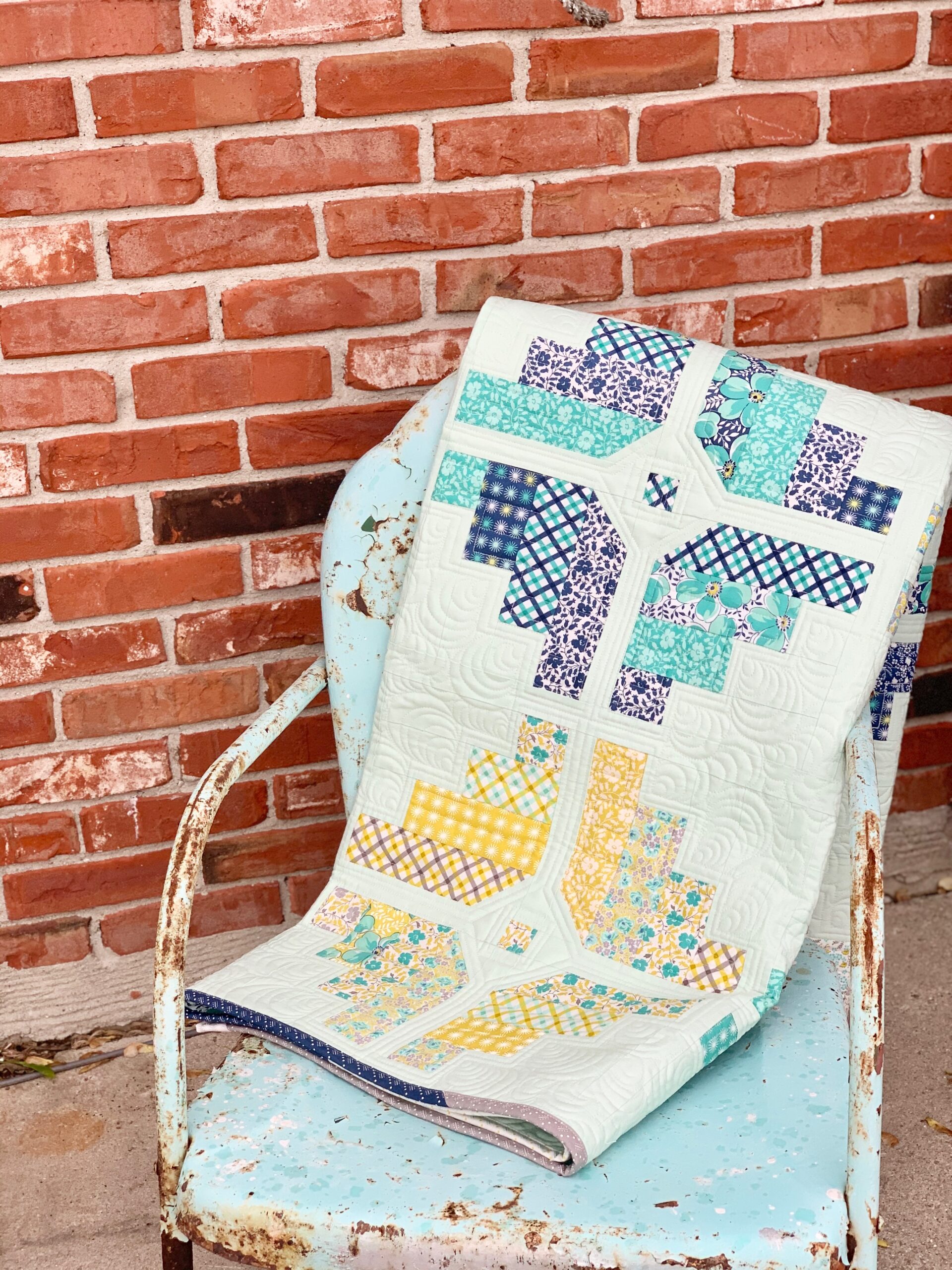 Rough Cut Diamonds Quilt Vintage Metal Chair