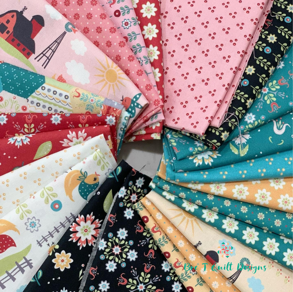 Poppie Cotton Chick-a-doodle doo fat quarters- Bre T Quilt Designs