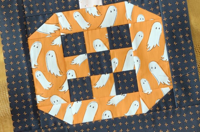 Pumpkin Patched Spooky Ghosts Quilt Block
