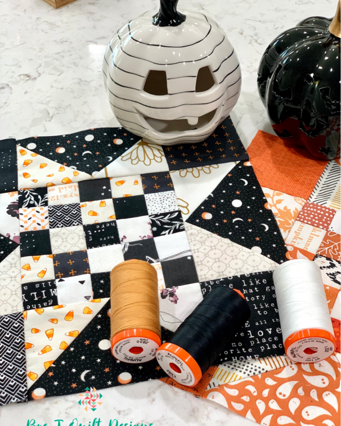Scrappy Halloween Star Check Quilt Blocks (2)