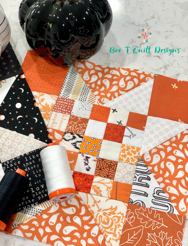 Scrappy Halloween Star Check Quilt Blocks 