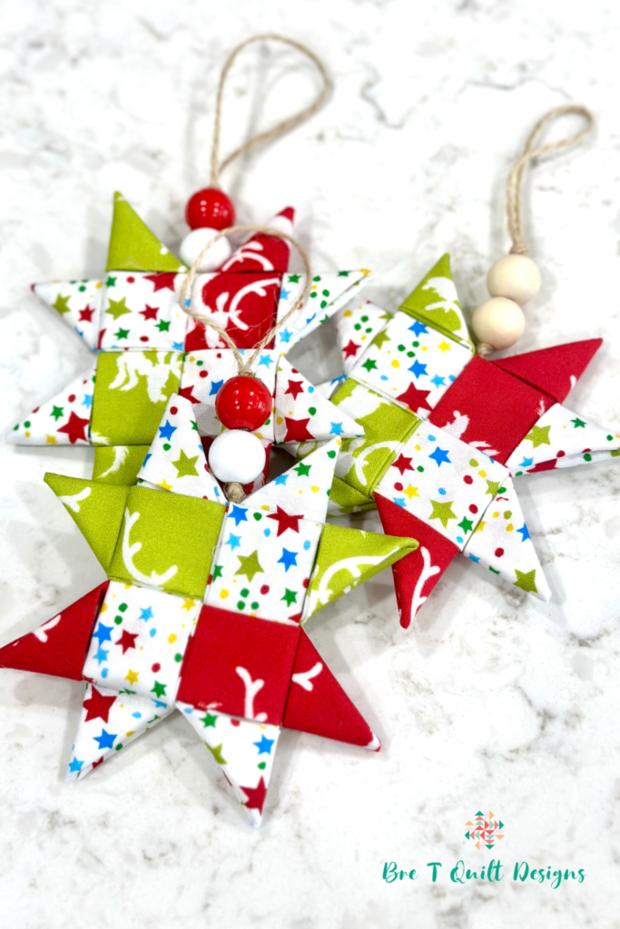 Grinch Folded Fabric Star Ornaments Bre T Quilt Designs