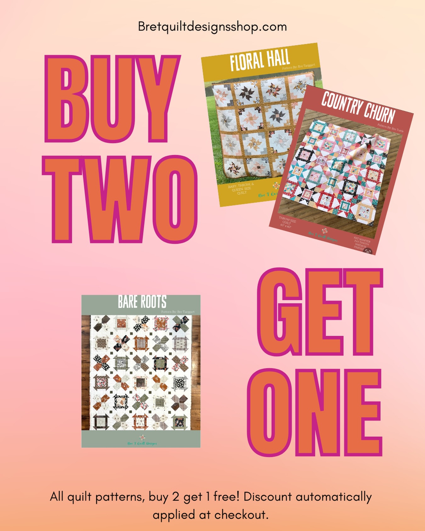 Before the Thanksgiving chaos hits tomorrow-treat yourself! All patterns in the quilt shop are buy 2 get 1 free! #quiltpattern #quilt #quilty